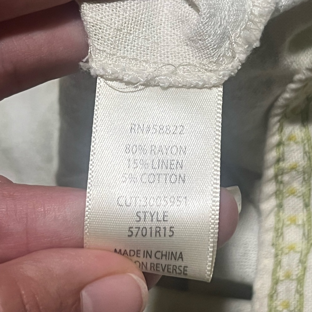 Max Studio London Linen Blend  Floral Lemon  Print Tree Skirt Size M - Picture 9 of 11